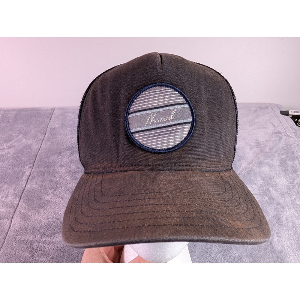 The Normal Brand Mens Trucker Hat Black Mesh Snapback Patch Logo Cap